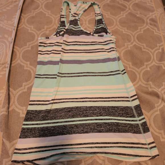 Lululemon Cool Racerback Size 10 - Discover Stripe White Deep Indigo - Picture 1 of 2